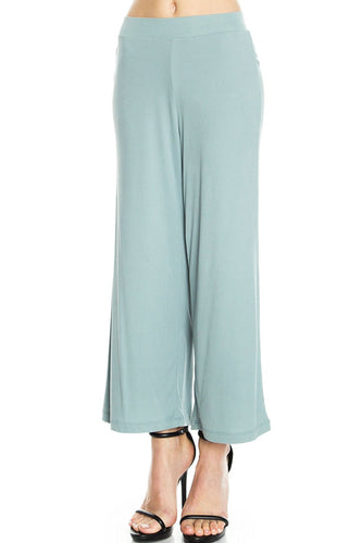 KLKD Women's Flowy Knit Wide Leg Culottes