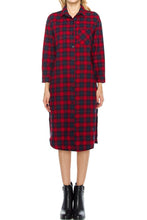 KLKD Women's Cotton Plaid Oversized Flannel Dress