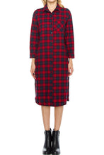 KLKD Women's Cotton Plaid Oversized Flannel Dress