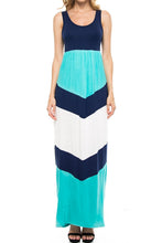 KLKD Wonmen's Sleeveless High waist Color Block Maxi Long Dress