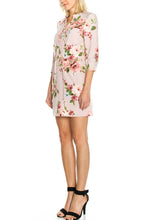 KLKD Women's 3/4 Sleeve Floral Print Dress