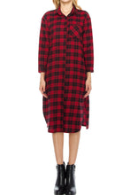 KLKD Women's Cotton Plaid Oversized Flannel Dress