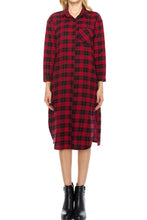 KLKD Women's Cotton Plaid Oversized Flannel Dress