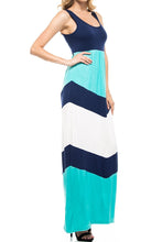 KLKD Wonmen's Sleeveless High waist Color Block Maxi Long Dress