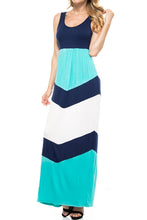 KLKD Wonmen's Sleeveless High waist Color Block Maxi Long Dress