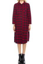 KLKD Women's Cotton Plaid Oversized Flannel Dress