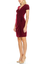 KLKD Women's Solid Faux Wrap Dress Made in U.S.A