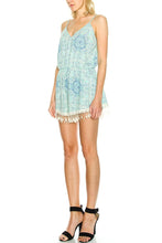 KLKD Women's Spaghetti Strap Crochet Fringe Romper