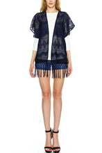 KLKD Women's Floral Lace Fringe-Hem Cardigan