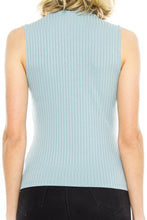 KLKD Women's Sleeveless Mock Neck Ribbed Top