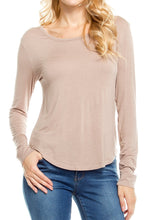 KLKD Women's Solid Round Neck Long Sleeve Top