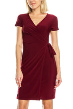 KLKD Women's Solid Faux Wrap Dress Made in U.S.A