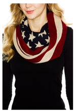 KLKD Women's USA Patriotic American Flag Knit Infinity Loop Scarf