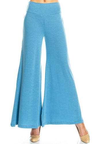 KLKD Women's Solid Wide Leg Palazzo Pants