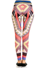 KLKD Women's Basic Aztec Chevron Stripe Printed Leggings Pants