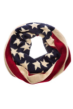 KLKD Women's USA Patriotic American Flag Knit Infinity Loop Scarf