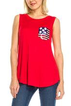 KLKD Women's American Flag Sequin Pocket Tank Top