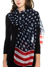 KLKD Women's USA American Flag Stars and Stripes Scarf