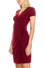 KLKD Women's Solid Faux Wrap Dress Made in U.S.A