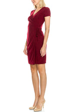 KLKD Women's Solid Faux Wrap Dress Made in U.S.A