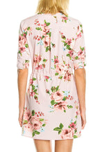 KLKD Women's 3/4 Sleeve Floral Print Dress