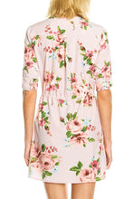 KLKD Women's 3/4 Sleeve Floral Print Dress