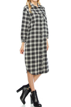 KLKD Women's Cotton Plaid Oversized Flannel Dress