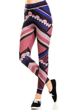 KLKD Women's Basic Aztec Chevron Stripe Printed Leggings Pants