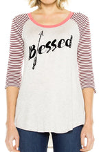 KLKD Women's Raglan 3/4 Sleeve Print Top Made in U.S.A.