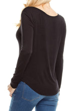 KLKD Women's Solid Round Neck Long Sleeve Top