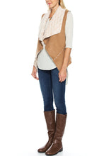 KLKD Women's Faux Fur Suede Shearling Vest