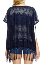 KLKD Women's Floral Lace Fringe-Hem Cardigan