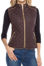 KLKD Women's Quilted Mockneck Side Ribbed Panel Vest