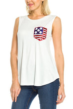 KLKD Women's American Flag Sequin Pocket Tank Top