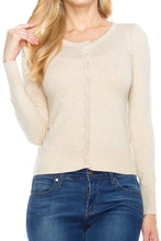 KLKD Women's Solid Basic Soft Knit Crewneck Button Down Cardigan (Plus Sizes Available)