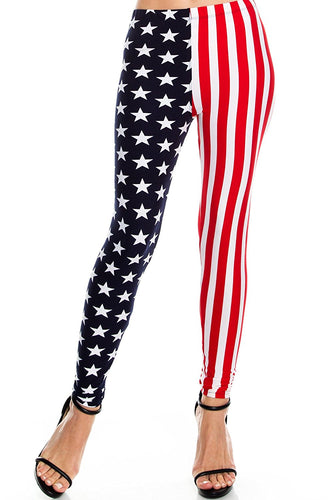 KLKD Women's American Flag Print Leggings Jeggings