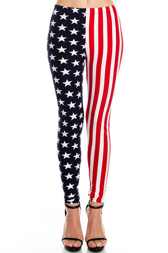 KLKD Women's American Flag Print Leggings Jeggings