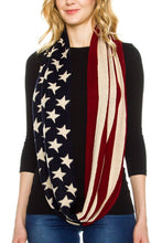 KLKD Women's USA Patriotic American Flag Knit Infinity Loop Scarf