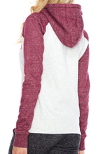 KLKD Women's CALILOVE Flocking Raglan Pullover Fleece Hoodie Jacket