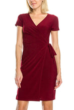 KLKD Women's Solid Faux Wrap Dress Made in U.S.A