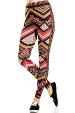 KLKD Women's Basic Aztec Chevron Stripe Printed Leggings Pants