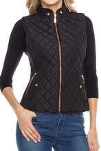 KLKD Women's Quilted Mockneck Side Ribbed Panel Vest