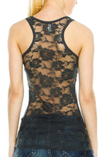 KLKD Women's Floral Lace Racerback Tank Top