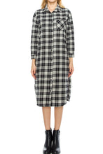 KLKD Women's Cotton Plaid Oversized Flannel Dress