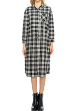 KLKD Women's Cotton Plaid Oversized Flannel Dress