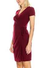 KLKD Women's Solid Faux Wrap Dress Made in U.S.A