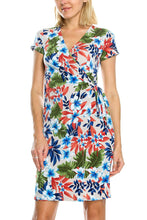 KLKD Women's Printed Faux Wrap Dress