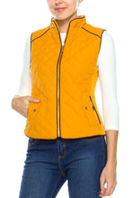 KLKD Women's Quilted Mockneck Side Ribbed Panel Vest