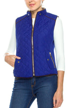 KLKD Women's Quilted Mockneck Side Ribbed Panel Vest