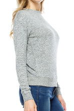 KLKD Women's Two Tone Brushed Long Sleeve Knit Sweater